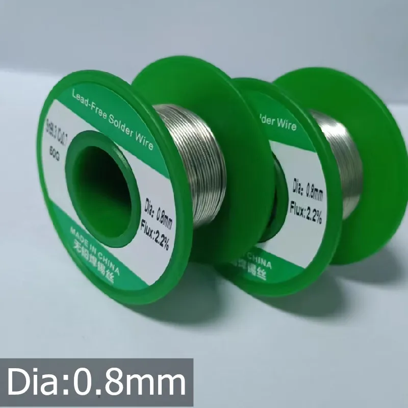 50g/ roll of lead-free welding wire with a diameter of 0.5mm-1.0mm Sn/99.3Cu/0.7 and a flux content of 2.2%.