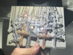 Original 925 Silver Exquisite Bible Jesus Cross Pendant Necklace Women Men Luxury fine Jewelry Crucifix Charm Simulated Diamond