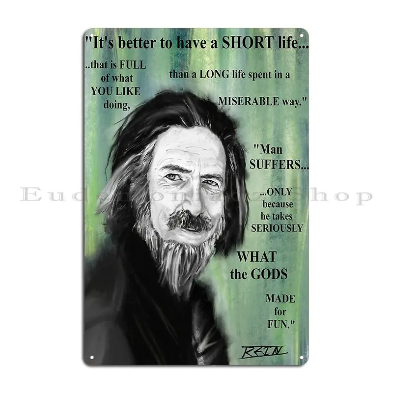 Alan Watts Inspirational Metal Sign Wall Decor Wall Cave Iron Cinema Rusty Tin Sign Poster