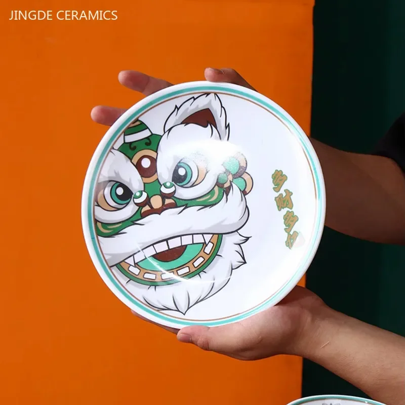 1Pc Chinese Plastic Plate Noodles Bowl Retro Melamine Tableware Custom Not Easily Broken Salad Plate Kitchen Cutlery Accessories view 2