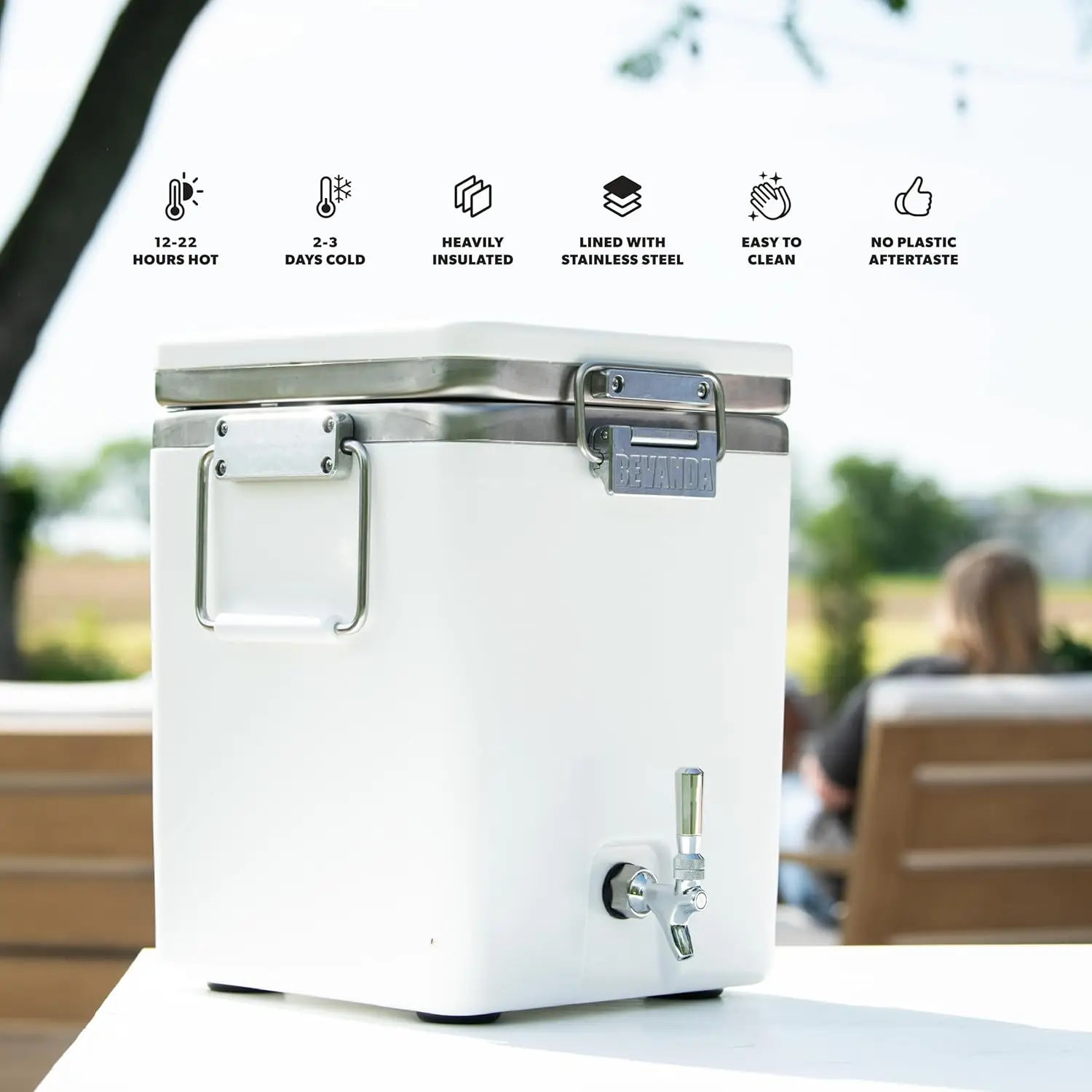 

3-галонный диспенсер для напитков — большой изолированный диспенсер для воды и напитков из нержавеющей стали, идеально подходящий для вечеринок, походов