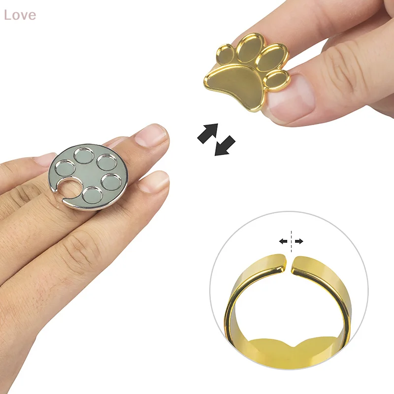 [L&P]ミニネイルアートカラーパレットミキシングリングかわいいフットプリントデザインアクリルペイントやネイルポリッシュの混合用