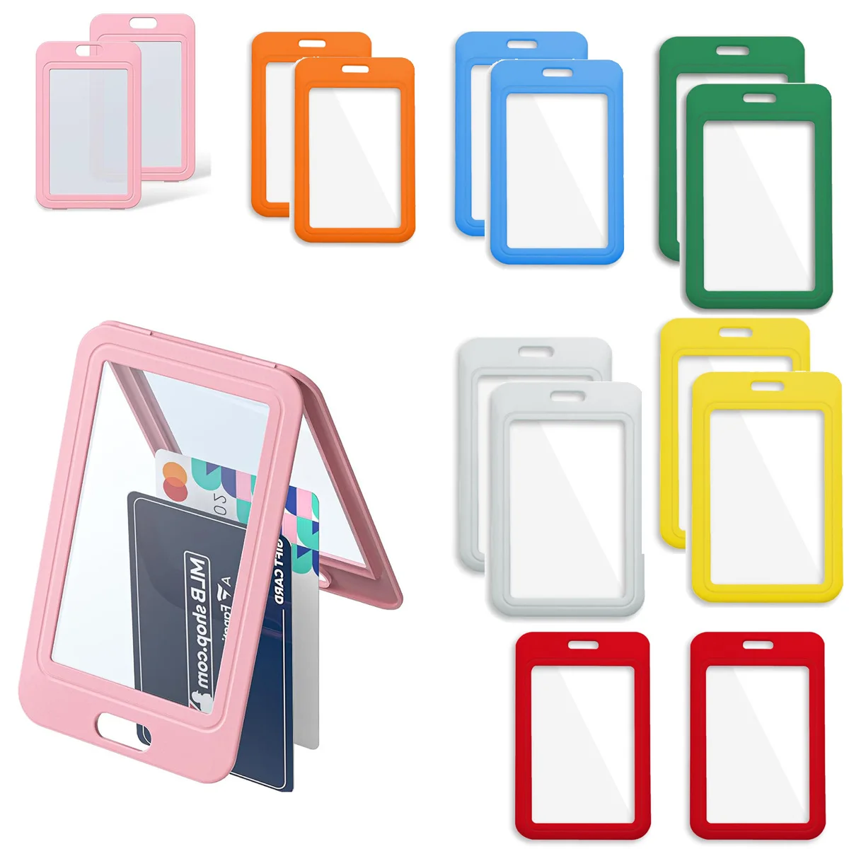 1PCS Plastic Badge Employee Badge Holder Double Sided Transparent Retractable Card Holder Office Staff Badge Holder