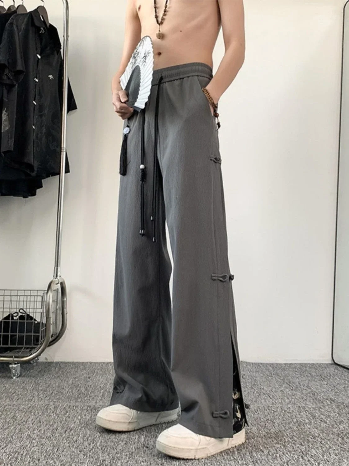 

Suit Trousers for Men Print Pocket Fluid High Quality Dress Summer 2025 Chinese Homme Classic New In Elegant Up Man Suits Pants