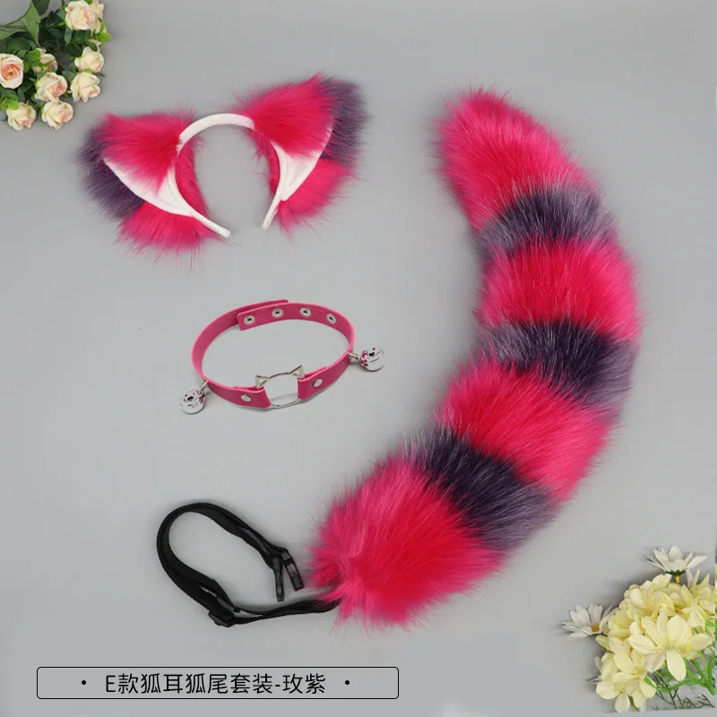 Ensemble d'oreilles et de queue de renard pour jeu de rôle d'anime, bandeau d'oreilles d'animaux en fourrure, accessoires réalistes pour vêtements en queue de fourrure artificielle
