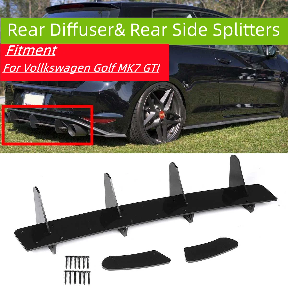 

High Quality Car Rear Bumper Diffuser Rear Side Splitters Spoiler Lip for Volkswagen for Golf MK7 GTI MK 7.5 R MK7 R MK6 R