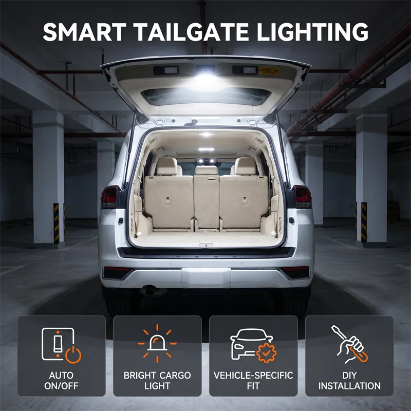 1set LED Tailgate Light for Toyota Land Cruiser LC300 2021-2025 Trunk Camping Lamp