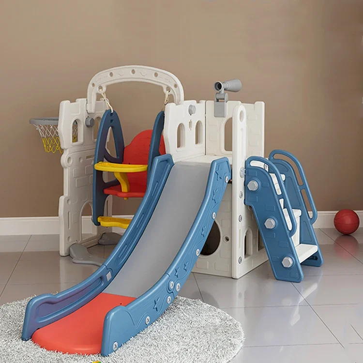 Plastic Play Climber Slide Play set with Basketball Hoop kids swing and slide for babies