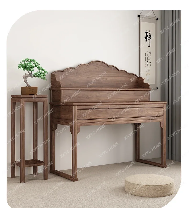 Black Walnut New Chinese Solid Wood Altar Incense Burner Table Buddha Niche Buddha Shrine Simple God Of Wealth Heightened