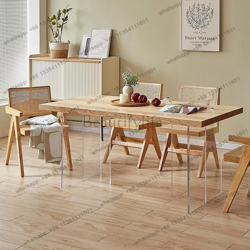 Nordic solid wood modern simple dining table and chair combination acrylic floating table