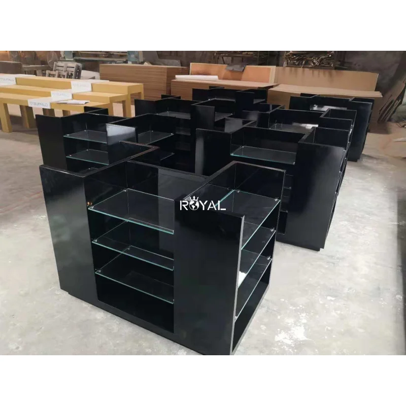 Estantes de exhibición de escaparate de mesa de exhibición de muebles de tienda de cosméticos de vidrio estable y duradero personalizados con cerradura en venta