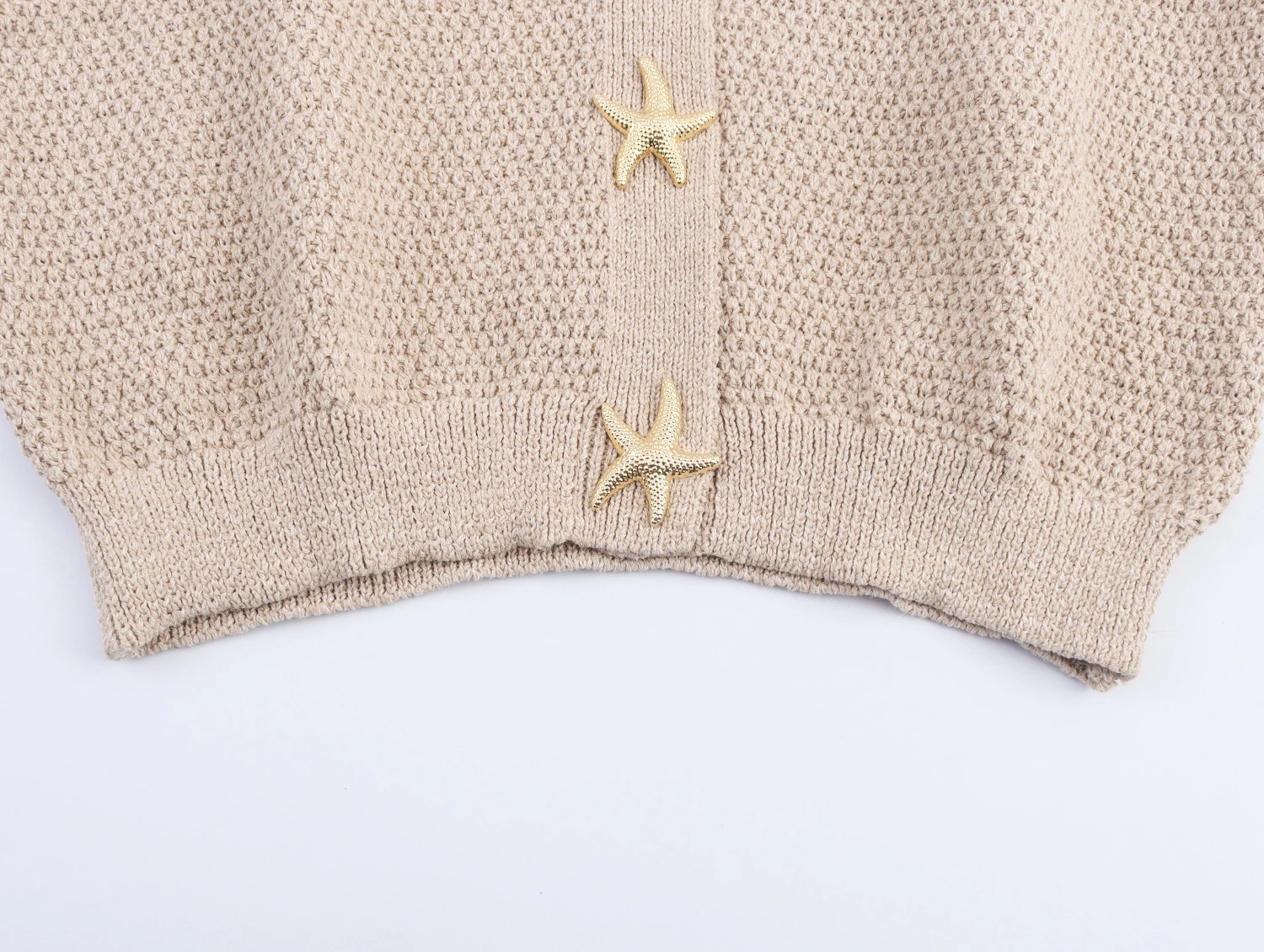 DEEABAE レトロスターボタン V ネック半袖ニットセーターカーディガン女性用、ゆったりと多用途、スリミングショートジャケット