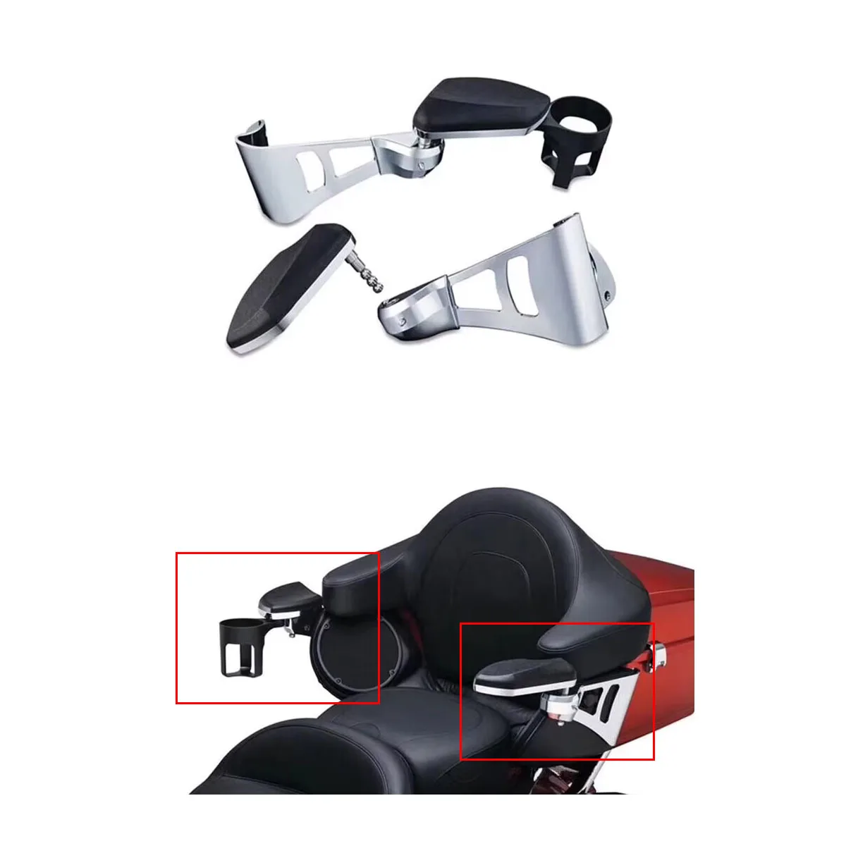 Motorcycle Swing-Out With Cup Holder Passenger Armrests Comfortable Fit for Harley Models Touring and Tri Glide 2014-2020