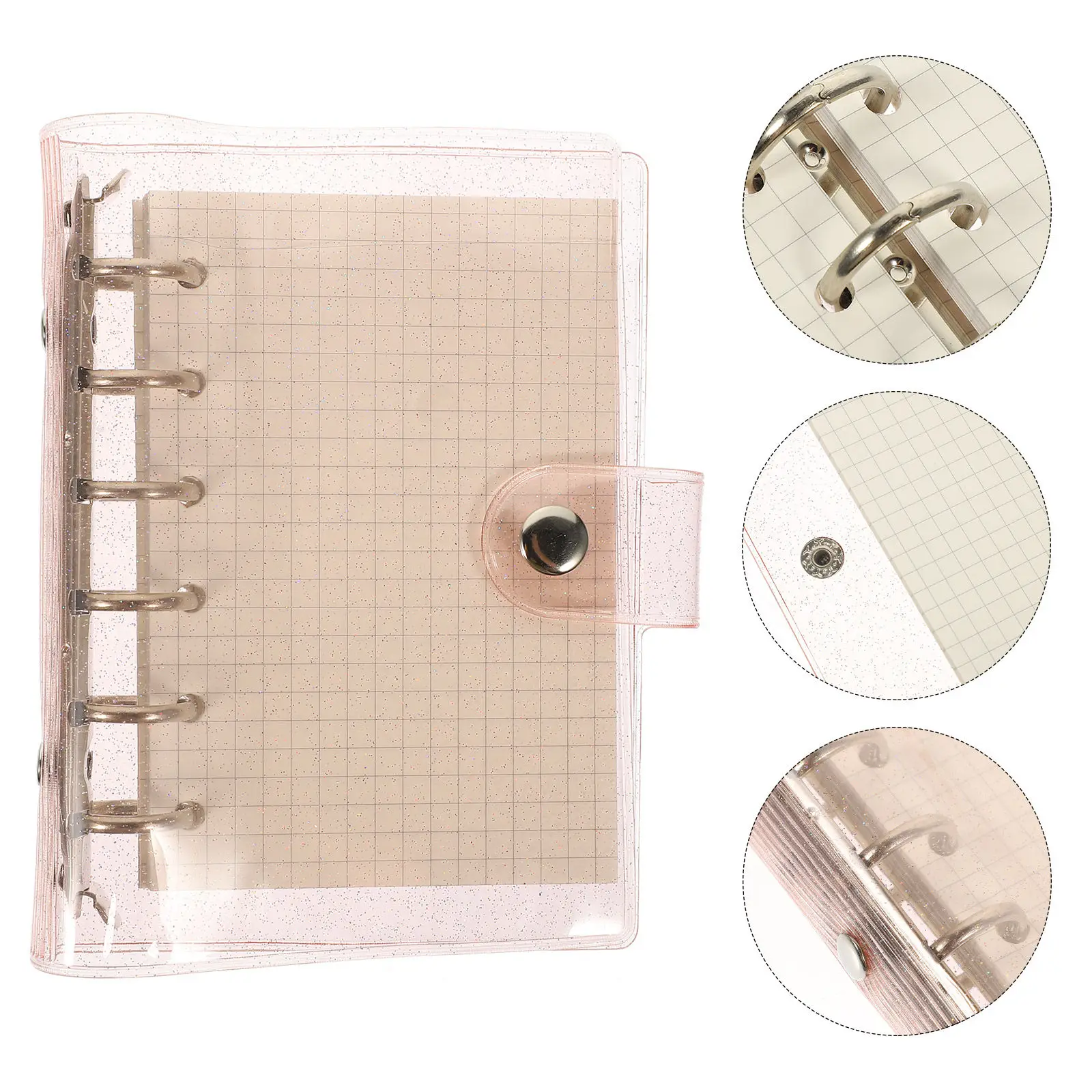 1Set Loose-Leaf Notebook Waterproof Binder 6-Ring Small Notepad Transparent Cover Creative Writing Multi-Function Portable