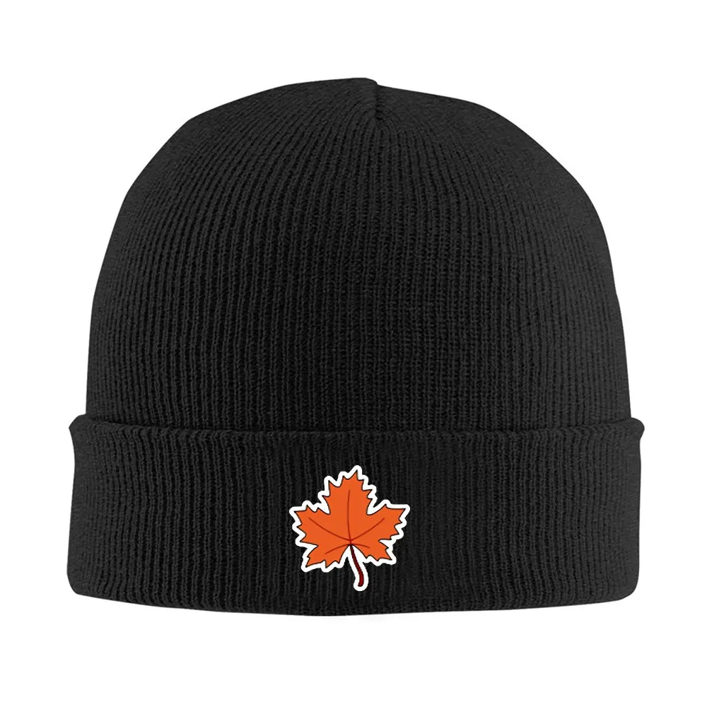 Maple Leaf Knit Beanie Hat for Men Women Soft Stretchable Skull Cap Warm Winter Daily Wear