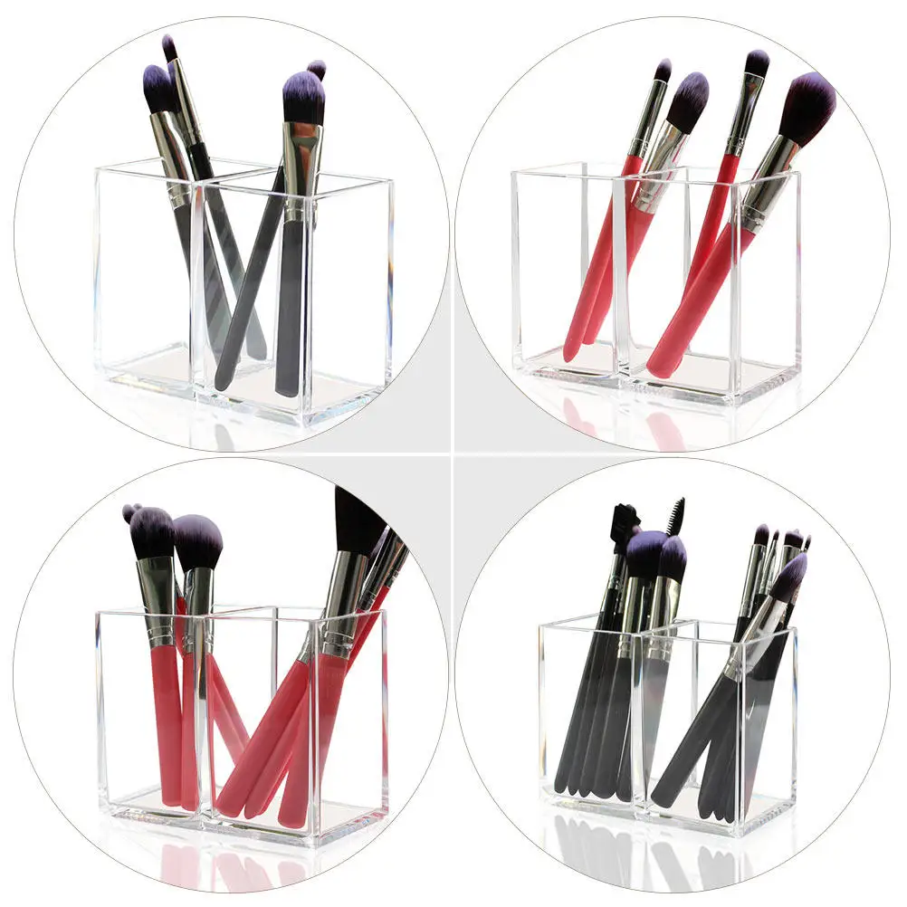 2Pcs Exquisite Acrylic Brush Container High Corner Design Non Deformable Brush Organizer Pen Holder Desktop Stationery