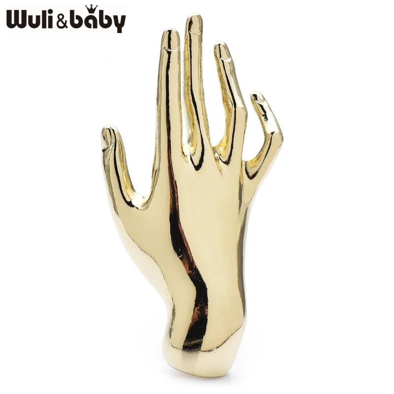 

Wuli&baby Big Hand Brooches For Women Men 2-color Easy-match Simple Design Hands Party Office Brooch Pins Gifts