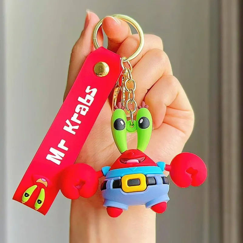 

Мультяшный брелок-подвеска для ключей в виде Губки Боба и кавайного осьминога, персонализированный аксессуар для повседневного рюкзака