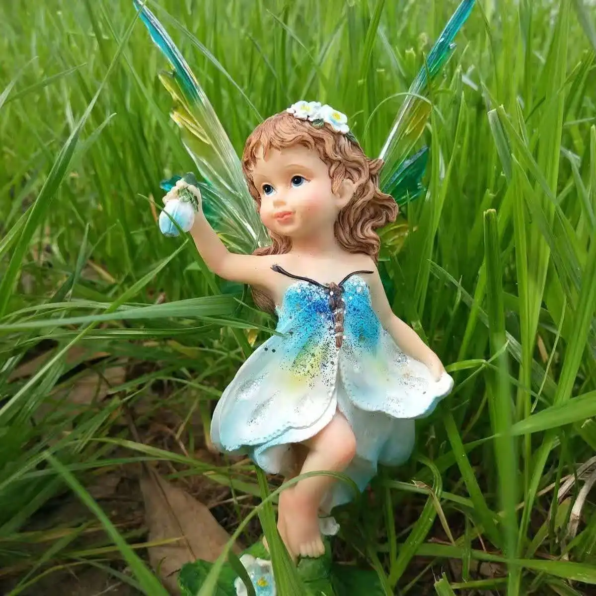 حديقة ديكور فناء الحلي مصابيح الطاقة الشمسية الحلي قزم ضوء الجنية شرفة مصغرة زهرة الجنية المشهد #6