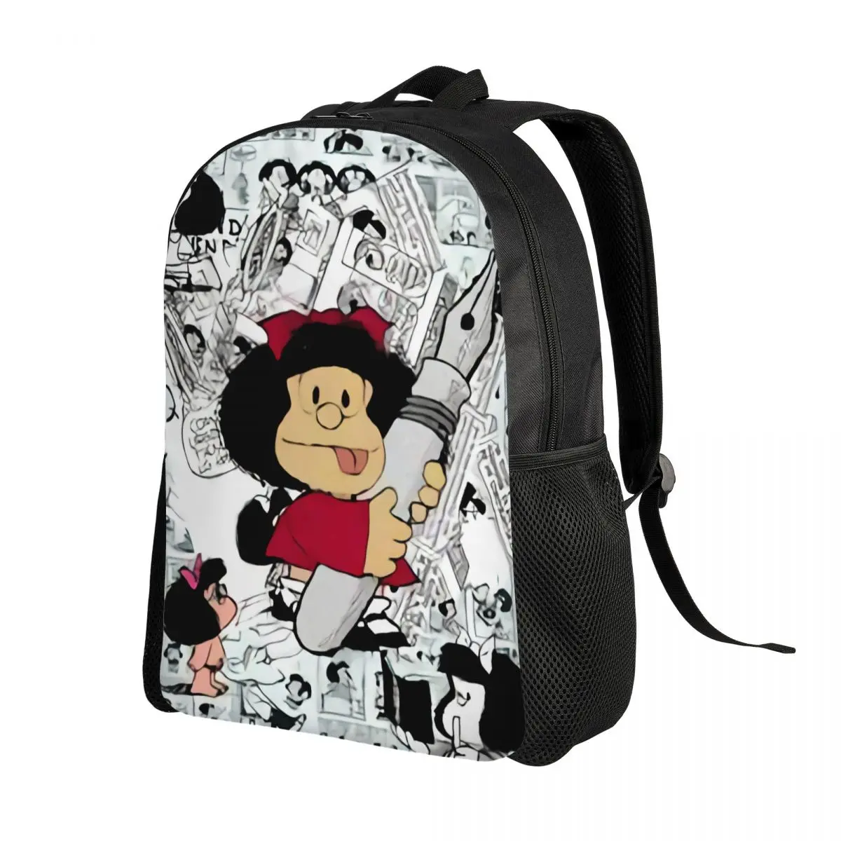 Mafalda Anime Laptop Backpack Men Women Fashion Bookbag for School College Student Cartoon Bag