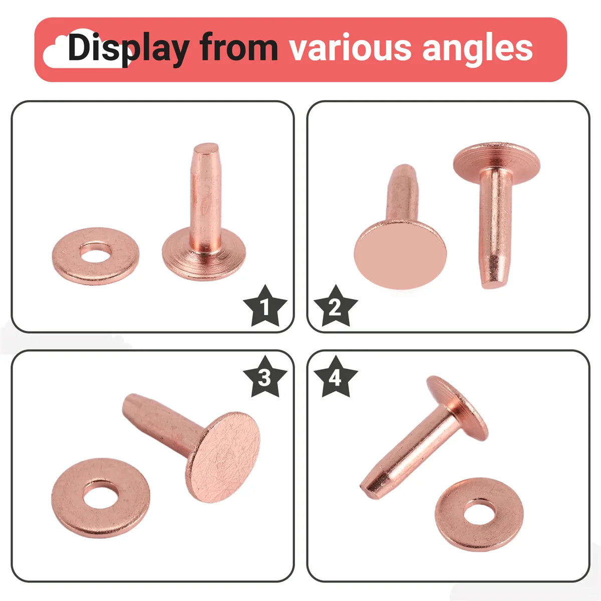 

A06K 25 комплектов медной шайбы для заклепок, длинная кожаная медная заклепка 15/32 дюйма, для ремней, кожаных принадлежностей для рукоделия