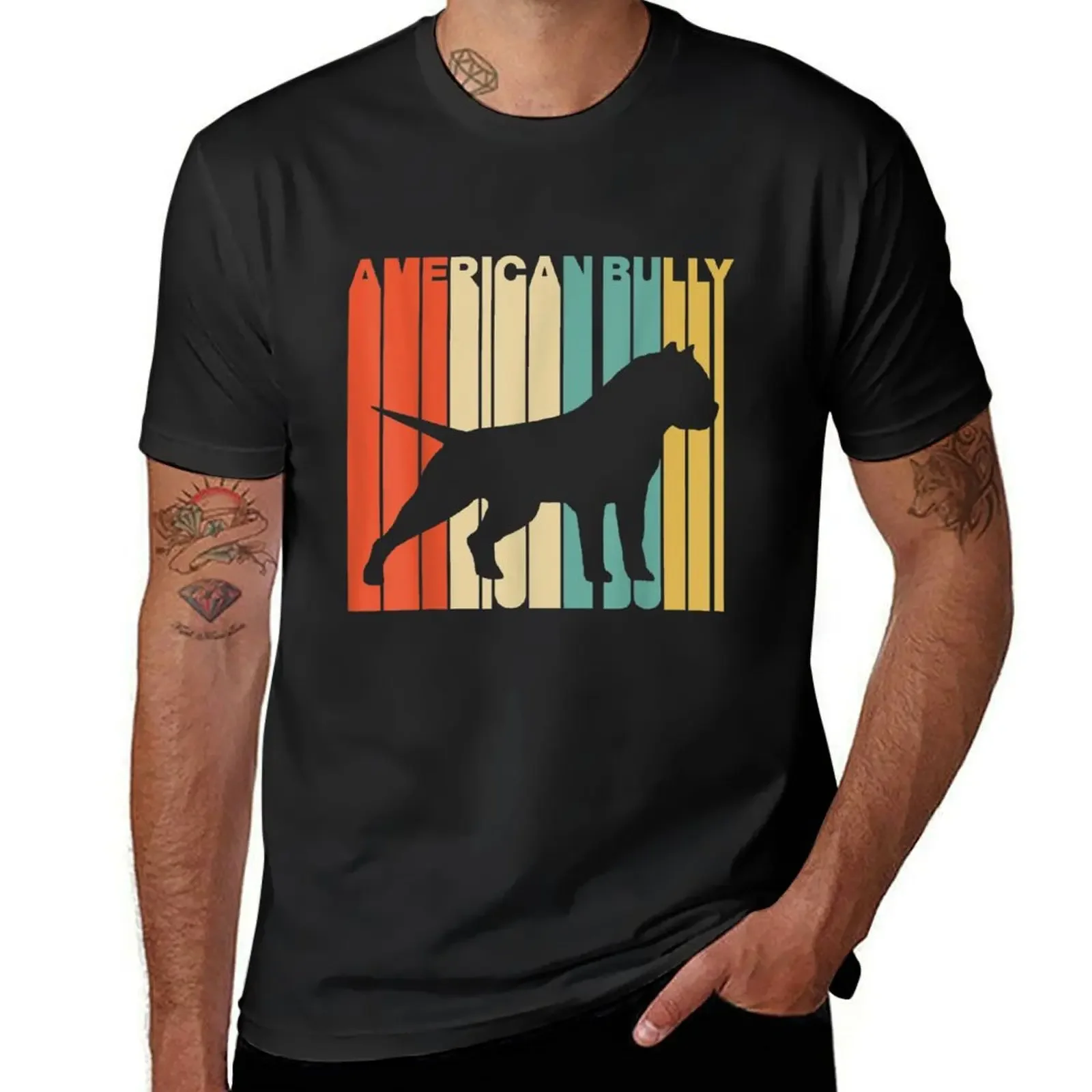 Vintage Retro American Bully Silhouette T-Shirt shirts graphic tees baggy shirts mens t shirts pack