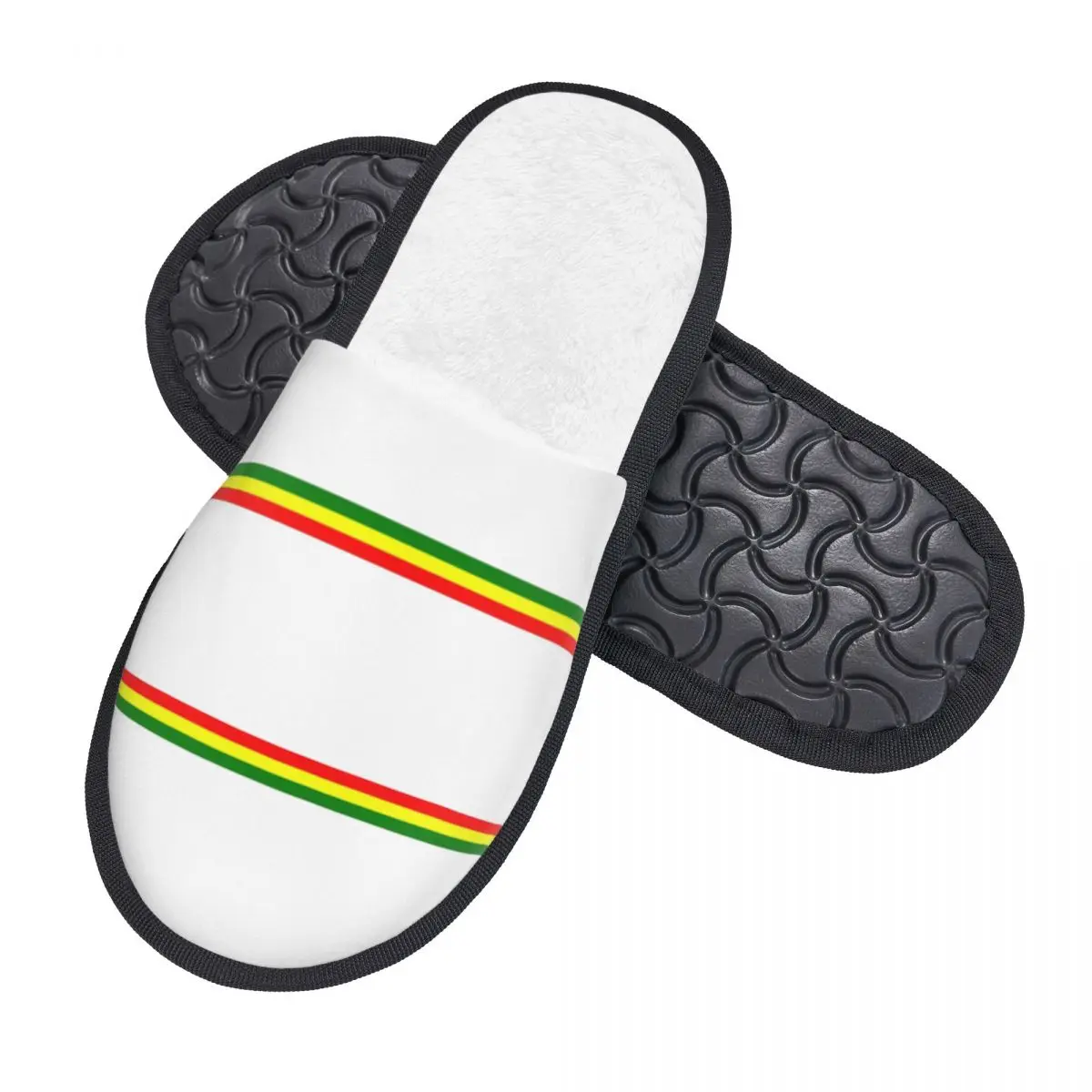 Rasta Stripe Rasta Color Comfy Scuff Memory Foam Slippers Women Jamaican Hotel House Shoes