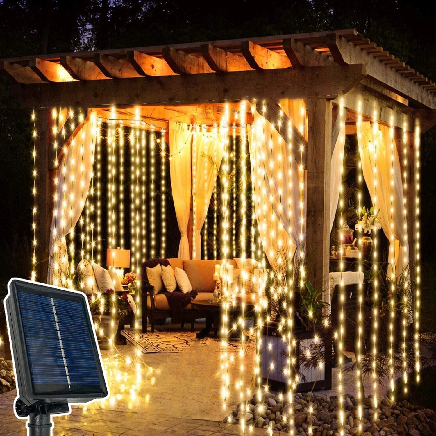 

Solar Curtain Light Outdoor Indoor Wedding Party Christmas Decorations Curtain Garland New Year 2025 Festoon Halloween Led Light