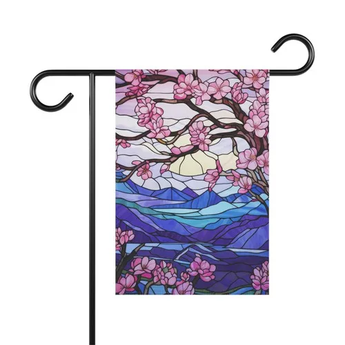 Cherry Blossom Garden Flag Double-Sided Yard Porch Banner, Spring Outdoor Décor HHJ LLG