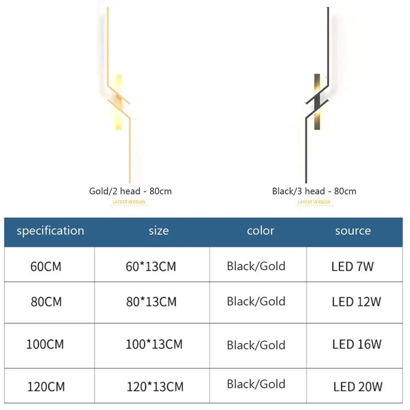 Lámpara de pared LED minimalista moderna, tira de Luces de decoración de pared, iluminación para dormitorio, cabecera, sala de estar, TV, sofá,