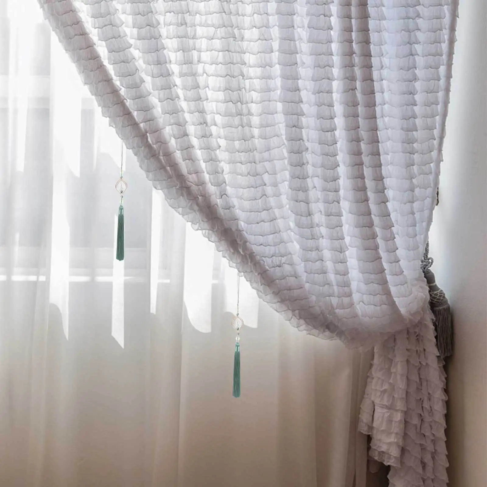 

2Pcs Curtain Tassel Diamond-Shaped Pendant Door Handle Hanging Decor for Home DIY Craft Making Table Flag Accessory