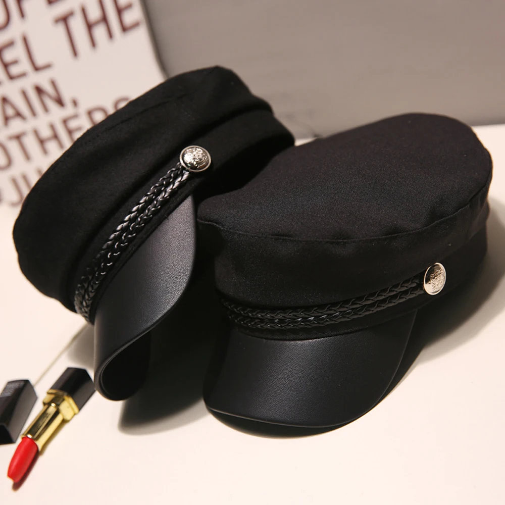 

Travel Cadet Captain Flat Top Spring Autumn Women Men Hat Octagonal Hat Beret Caps Sailor Hats