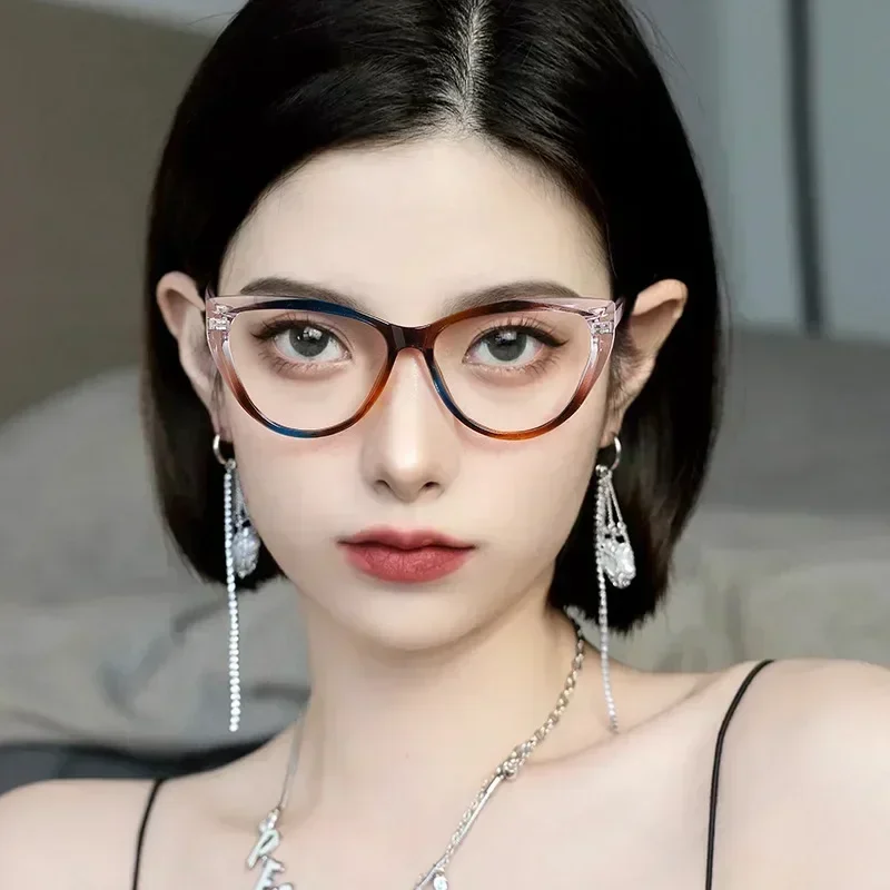 Women Cat Eye Myopia Eyeglasses Fashion Trendy Anti-blue Light Near Sight Glasses Female Vintage HD Lens Minus Eyewear 0 To -4.0