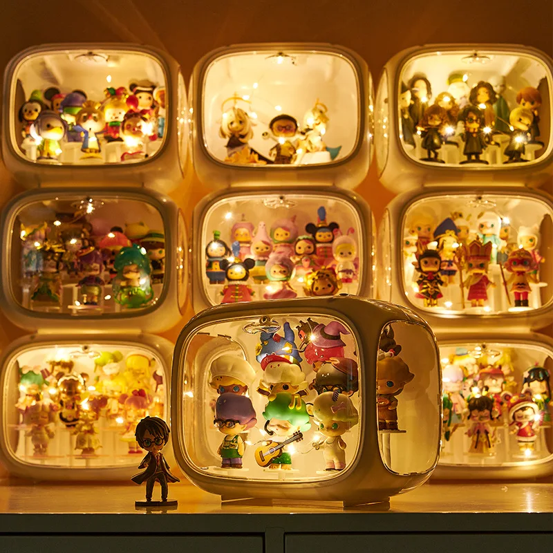 

Hand storage box plastic dust-proof transparent doll collection display cabinet can be stacked blind box storage display rack