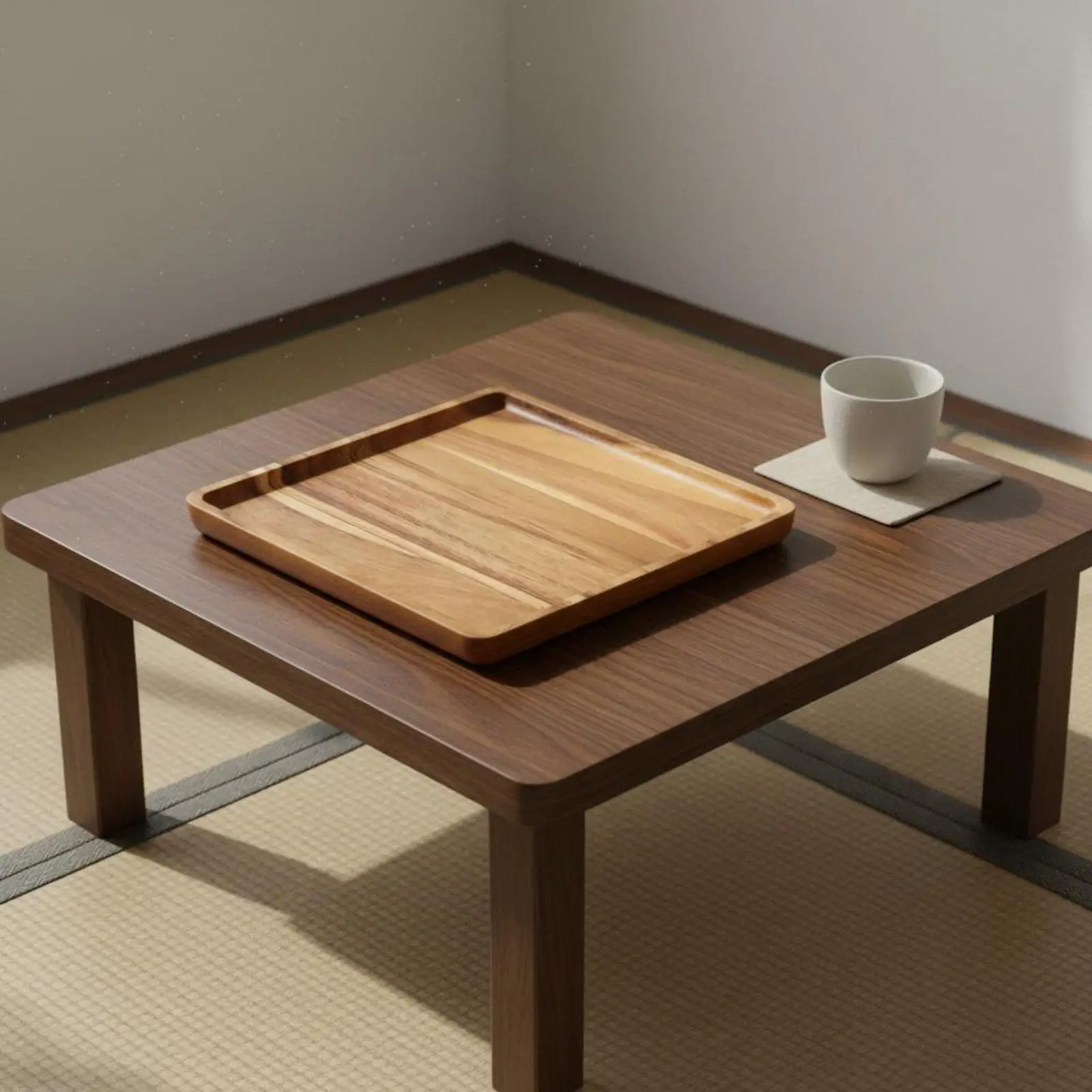 Square Acacia Platter Wooden Tray Minimalist Japanese Style Serving Trays for Sushi Sweets and Snacks