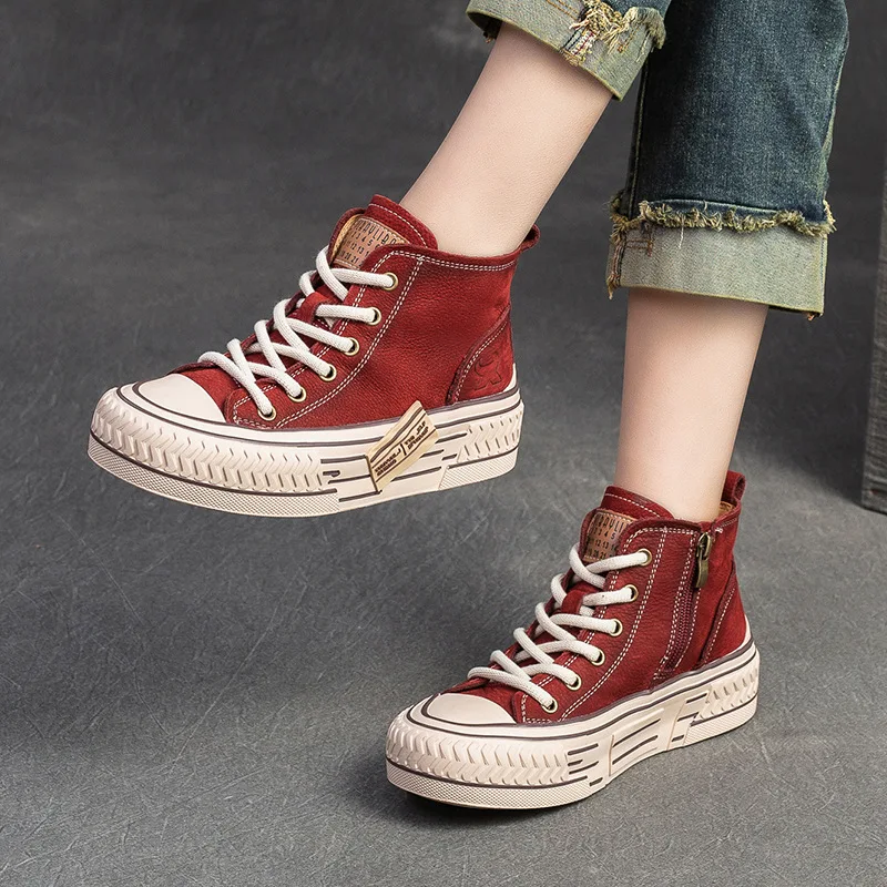 GKTINOO 2024 New Spring Genuine Leather Sneakers Women Shoes Lace-up Sewing Flat Handmade Leisure Comfortable Ladies Shoes