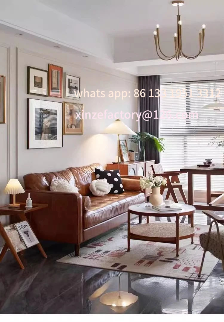 أريكة جلدية قابلة للتخصيص، شقة صغيرة، طبقة أولى من جلد البقر، طراز متوسط قديم، شمع زيتي، جلد أمريكي قديم، إيطالي