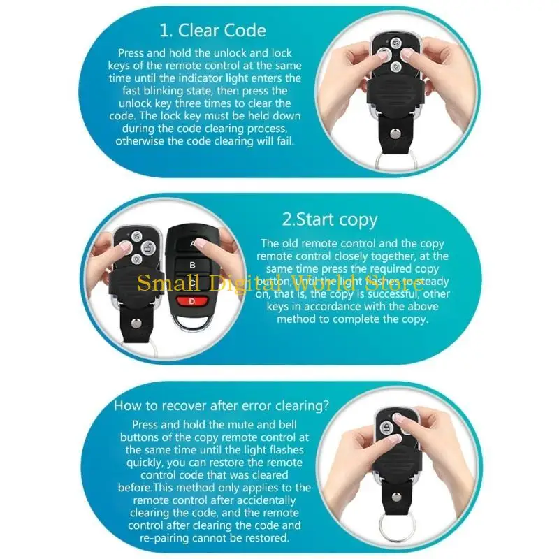 77UB KB075C 433/315Mh Keychain Remote Control SmartLearning Universal Cloning Remote