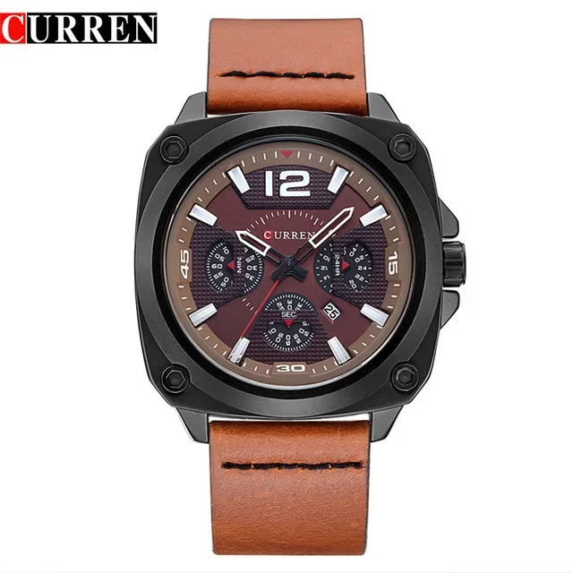 CURREN 8260 Men Quartz Watch Analog Digital Waterproof Leather Watches Fashion Sports Wristwatch Business Wristwatches