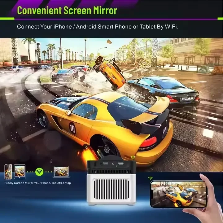 HY450 Smart-Projektor – tragbares 1080P/4K-Heimkino für Telefone