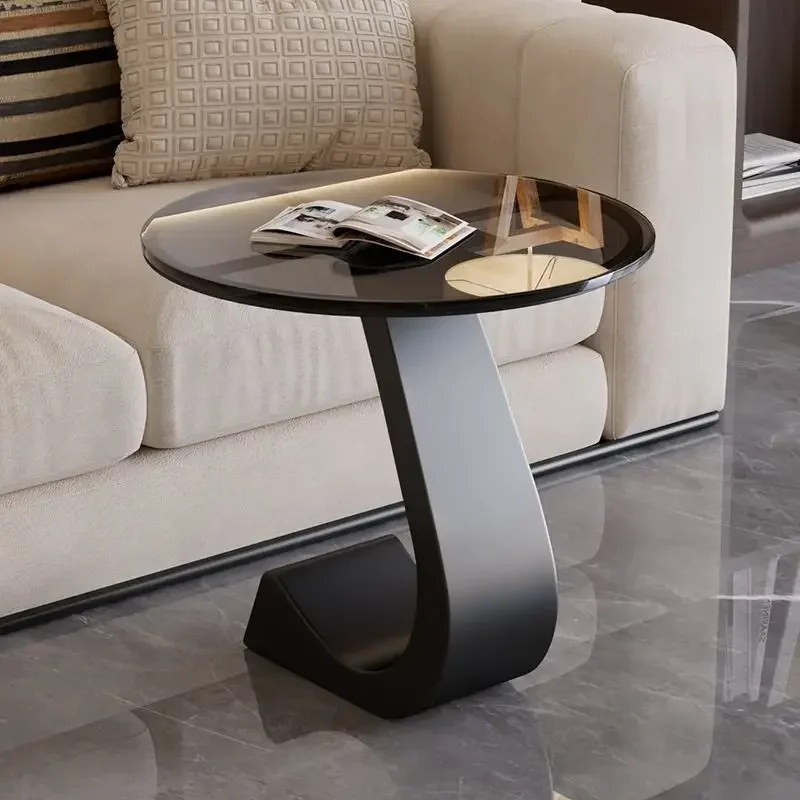 Light Luxury Modern Simple Home Living Room Sofa Small Side Table Rock Slab High-end Sense Bedside Round Table Creative