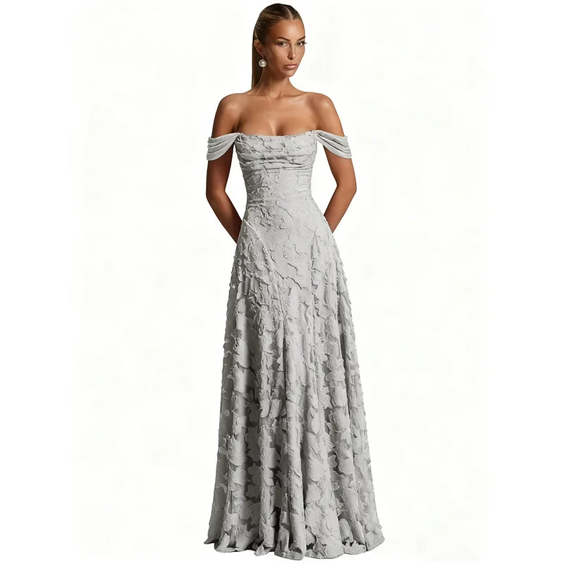 الدانتيل فساتين لحضور الحفلات الموسيقية للنساء قبالة الكتف ألف خط طويل فستان الزفاف الرسمي وصيفة الشرف vestidos de fiesta elegantes مخصص #4