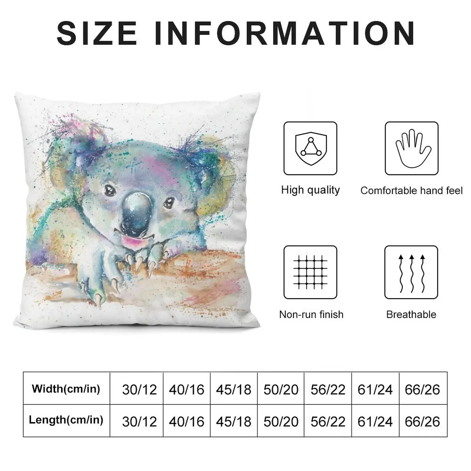 Chubby Cheeks Rainbow Koala Throw Pillow Decorative Cushion Custom Cushion Cushions pillow