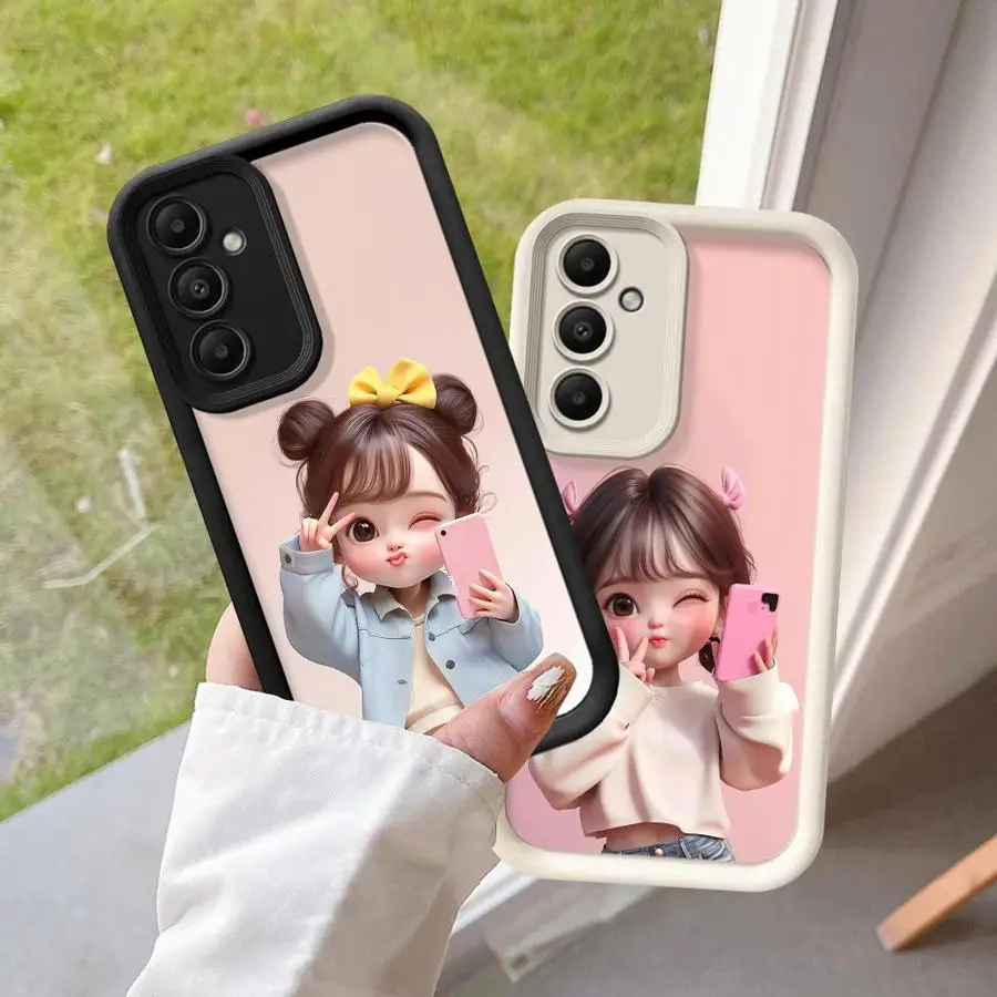 Cartoon Cute Girl Case for Samsung Galaxy A15 A16 A12 A13 A71 A72 A53 A54 A35 A36 A23 A56 A51 A73 A34 A26 A32 Phone Cover