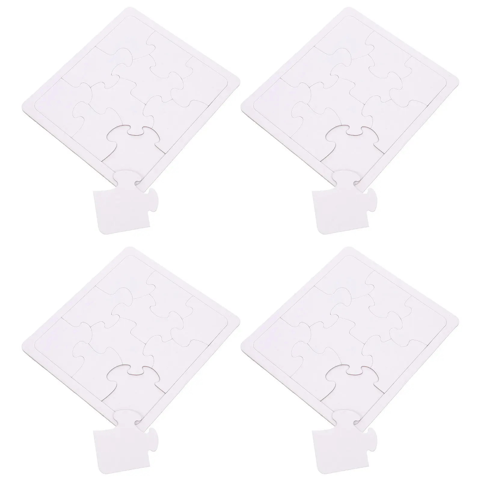 

4 Sheets Blank Puzzle Pieces DIY Drawing Craft Supplies Graffiti Puzzle Blanks for Kids Hand Eye Coordination Fun