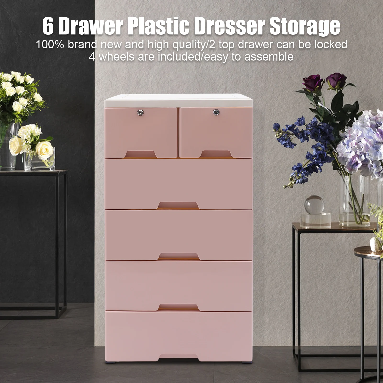 6 Drawer Plastic Dresser Storage Tower Closet Organizer Unit Home Office Bedroom