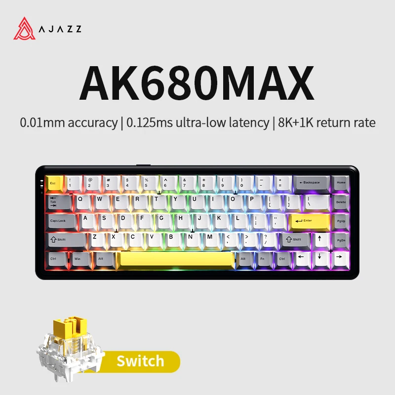 AJAZZ AK680 MAX مفتاح سلكي جديد محور مغناطيسي لوحة مفاتيح رياضية إلكترونية محور مغناطيسي حصري دقة لوحة المفاتيح الرياضية الإلكترونية 0.01 إغلاق رقم L #4