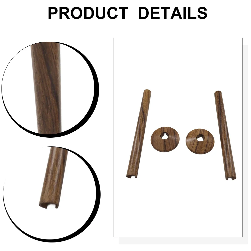 4PCS Wood Grain Radiator Pipe Covers For 15mm Heating Pipes, Decorative Plastic Tube And Collar Set, For Home Decor