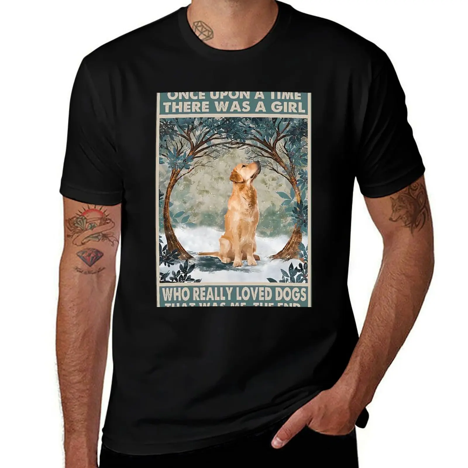

Once Upon A Time There Was A Girls Who Really Loved Golden Retriever Dog T-Shirt t shirts cotton 100% T-Shirt