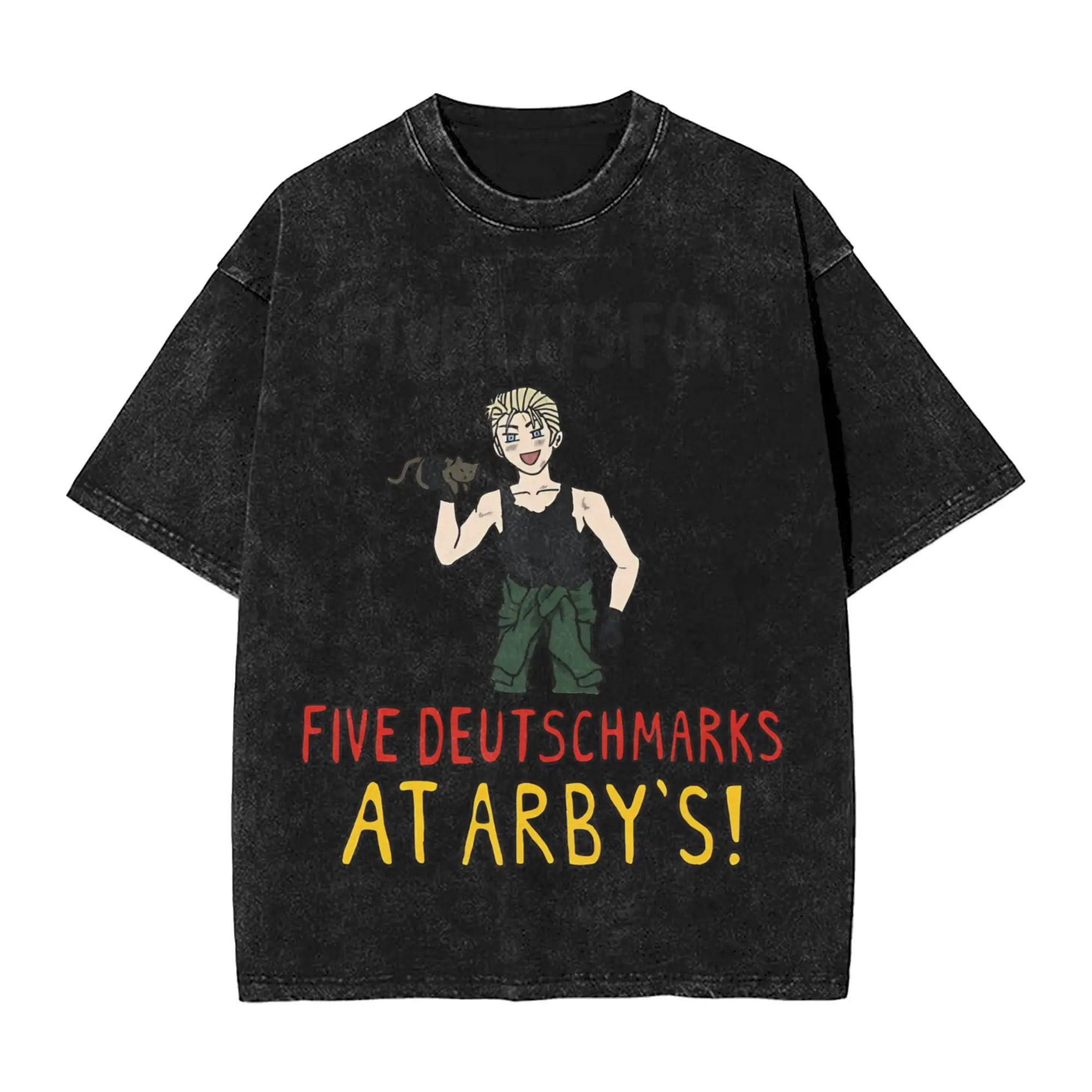 Oversized Washed T Shirt Hetalia Axis Power  Cotton T-Shirts  Fashion Tshirt for Man Summer Y2K Retro Casual Top Tees